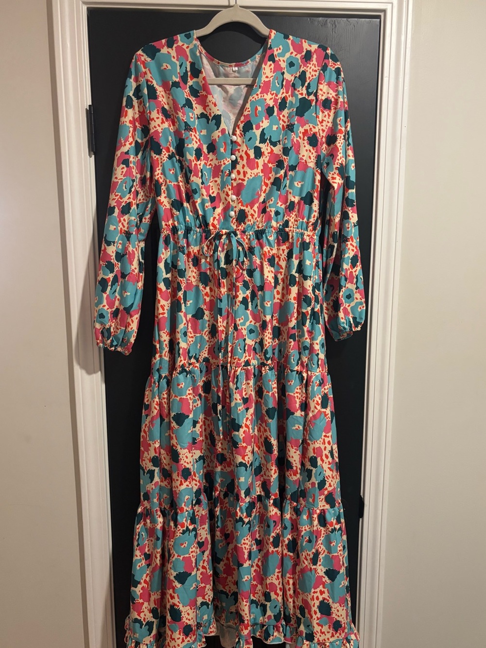 Trendy boutique Teal and Coral Floral Maxi Dress